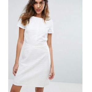 REISS magnolia white eyelet dress open back